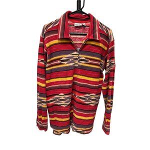 Vintage Chicos Design Multicolor Full Zip Striped Southwestern Shirt Size L